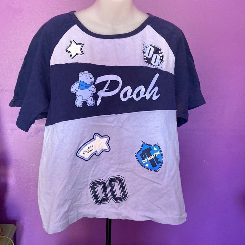 Disney Pooh Bear Blue Short Sleeve T-Shirt Size 18/20 Kids Unisex Graphic